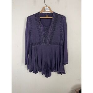 GEETA Women Shirt Medium Purple Fairy Babydoll Whimsigoth Jewel Tone Renn Faire